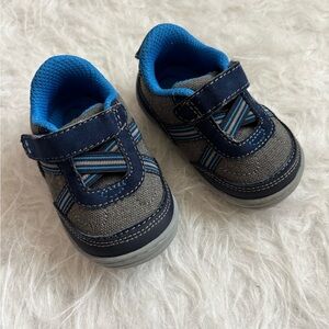 Stride Rite Baby’s First Walkers Gray and Navy Sneakers with Blue Lining